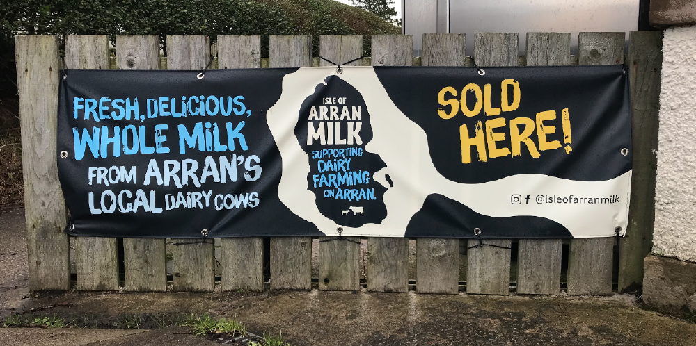 Arran Milk sold here banner