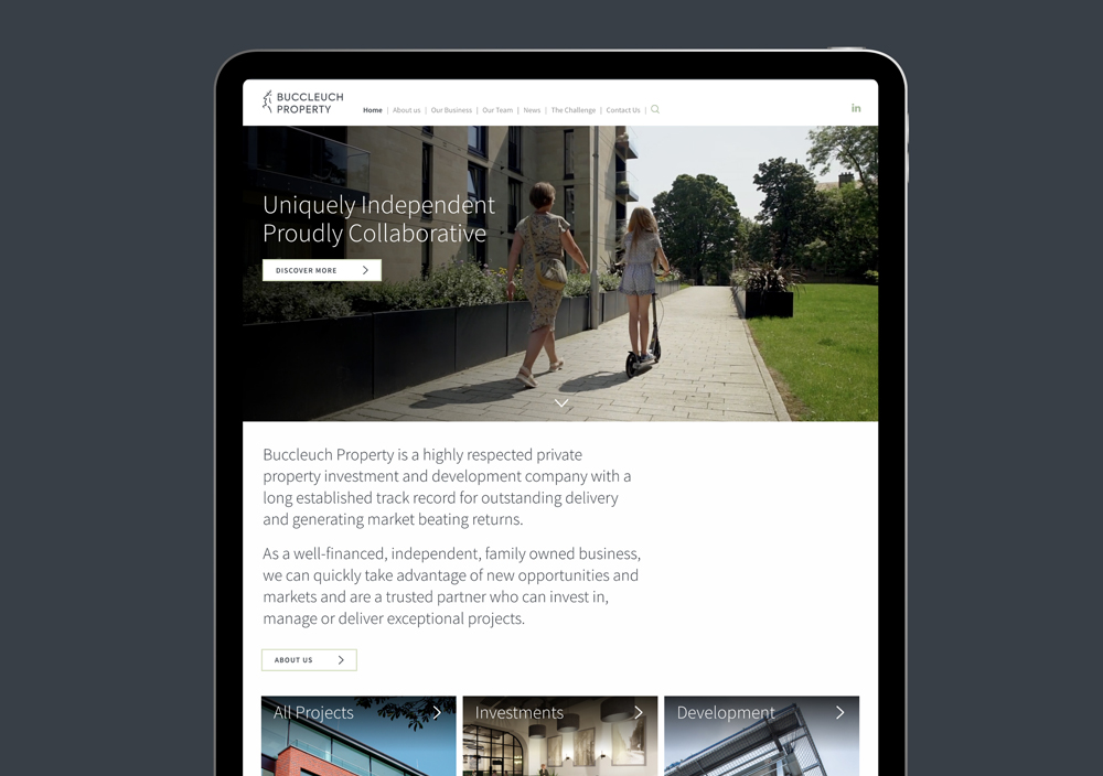 The Buccleuch Property website on an iPad