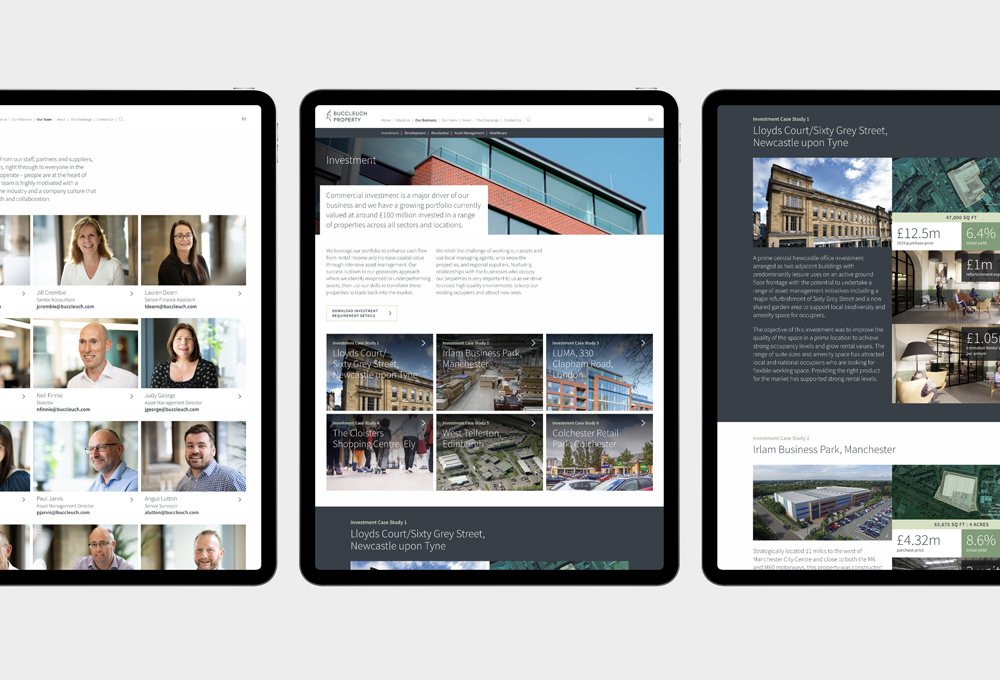 The Buccleuch Property website on tablets