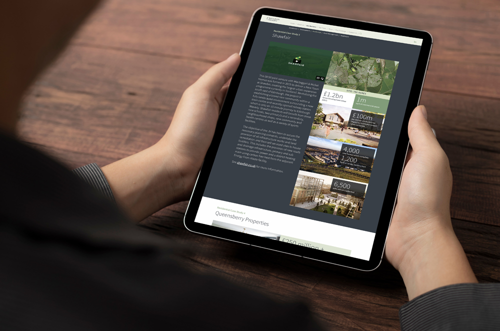 Buccleuch Property website case study on a tablet
