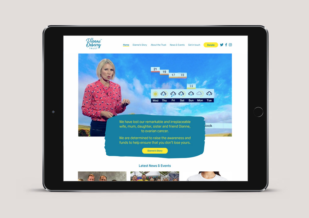 The Dianne Oxberry Trust website on an iPad