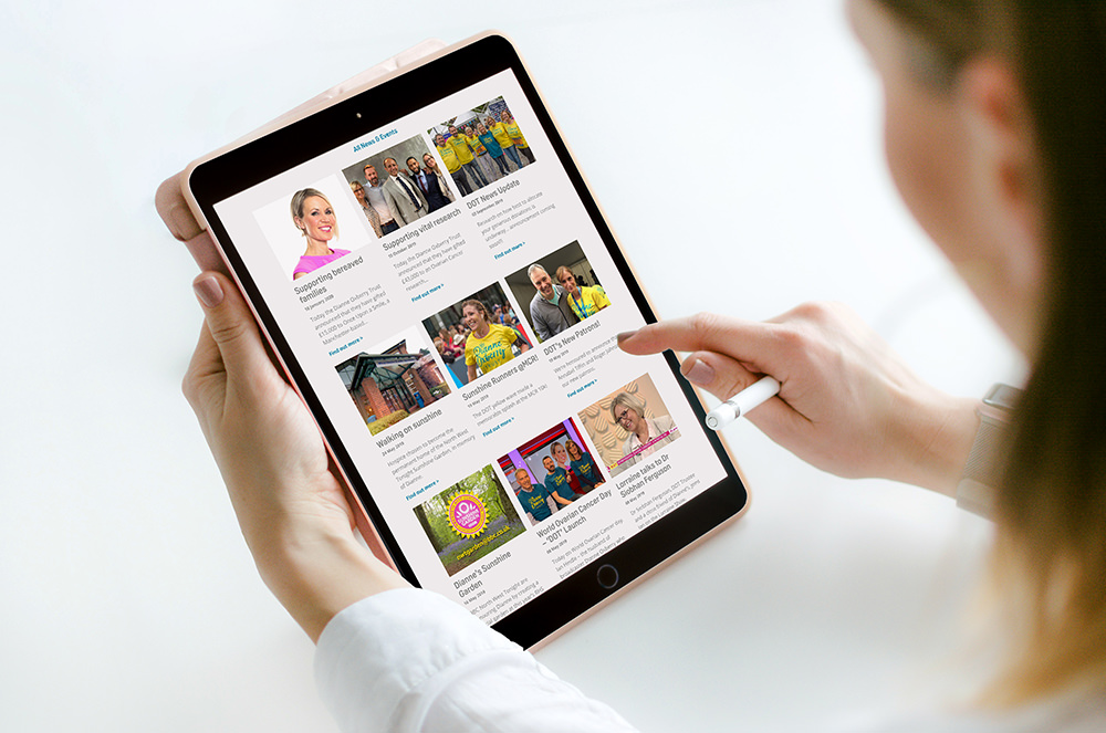 The Dianne Oxberry Trust website on an iPad